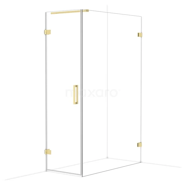 Diamond Shower enclosure | 130x60 cm Light gold Clear glass Pivot door Rectangle CDA210613120LG
