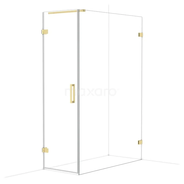 Diamond Shower enclosure | 140x60 cm Light gold Clear glass Pivot door Rectangle CDA210614120LG