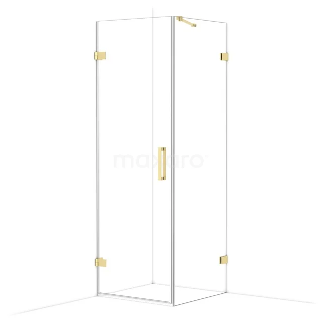 Diamond Duschkabine | 70x70 cm Helles Gold Drehtür Quadrat CDA210707220LG