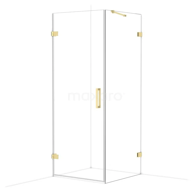 Diamond Douchecabine | 80x80 cm Lichtgoud Helder glas Draaideur Vierkant CDA210808220LG