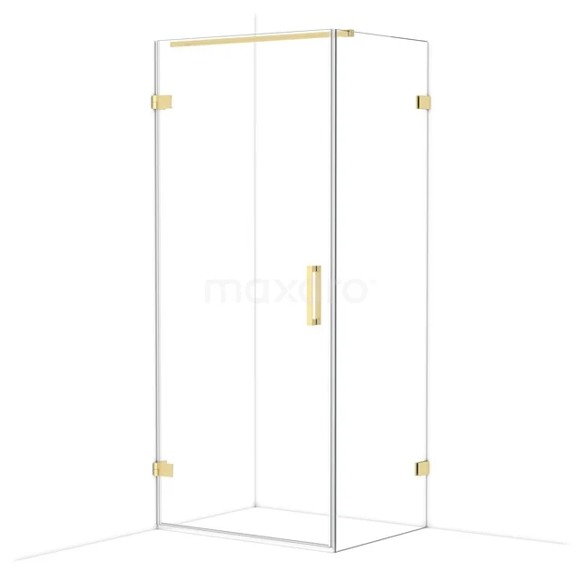 Diamond Duschkabine | 90x70 cm Helles Gold Drehtür Rechteck CDA210907120LG