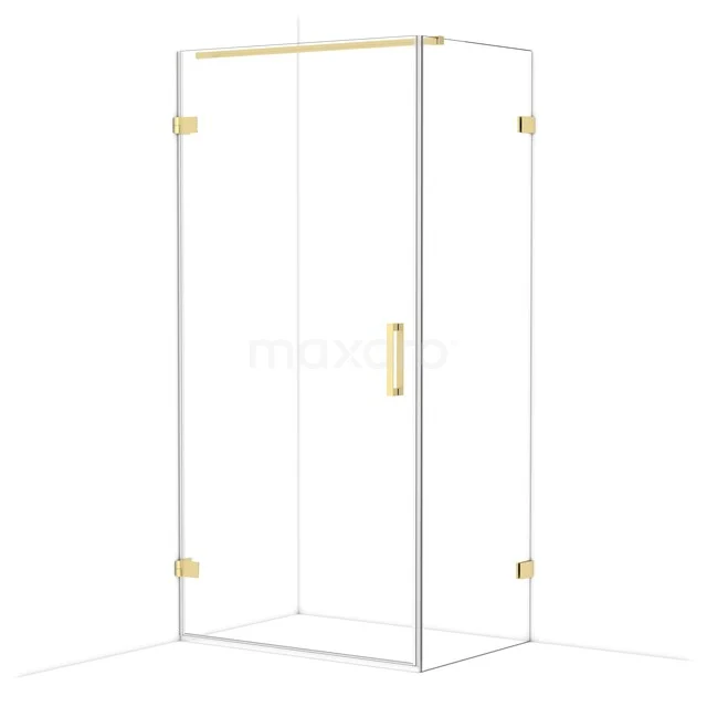 Diamond Duschkabine | 100x70 cm Helles Gold Drehtür Rechteck CDA211007120LG