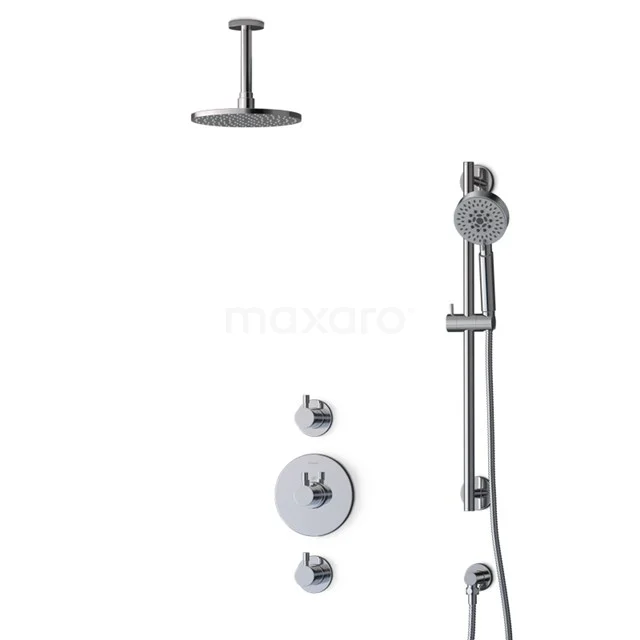 Radius Regenduschen Einbau | Chrom 20 cm Regenduschen Thermostatisch BIC55-00475 Runde Regenduschen-Set Chrom, einschließlich Handbrause und Einbaubedienung, ideal für einen modernen Badezimmerstil.