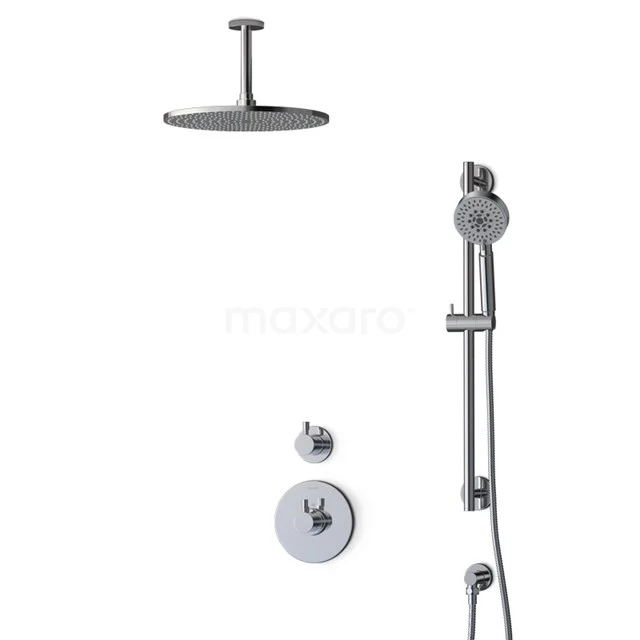 Radius Rain shower Built-in | Chrome 30 cm Rain shower Thermostatic BIC55-00484 Round rain shower and handheld shower set, chrome, modern design, ideal for a luxurious bathroom experience.