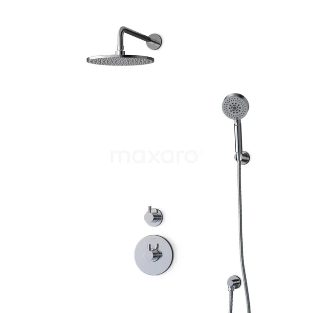 Radius Rain shower Built-in | Chrome 25 cm Rain shower Thermostatic BIC55-00499 Modern chrome rain shower set with handheld shower and thermostatic mixer, ideal for a stylish bathroom renovation.