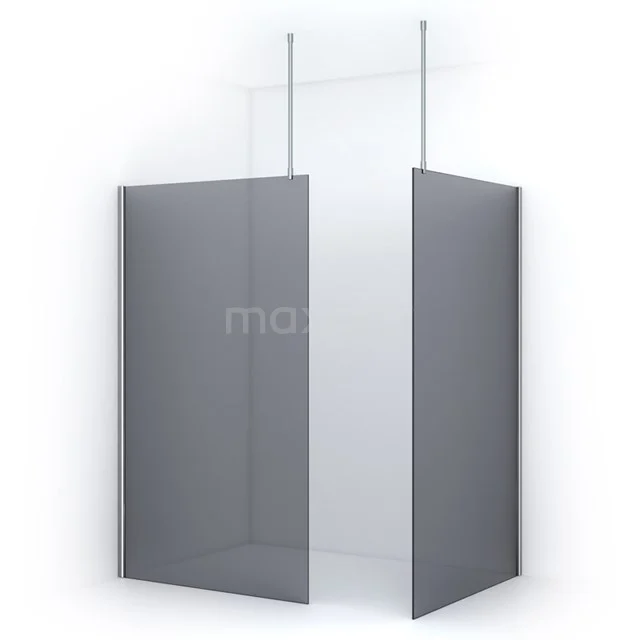 Modern black shower screen made of frosted glass with aluminium profiles, ideal for stylish and functional bathroom design.