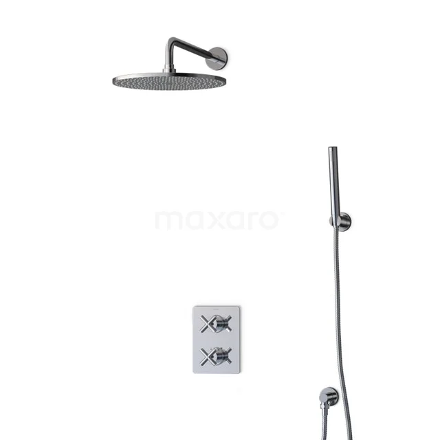 Radius Regenduschen Einbau | Chrom 30 cm Regenduschen Thermostatisch BIC90-00024 Schwarze Regenduschen mit Unterputz-Armatur, Handbrause und Haupt-Regendusche; modernes Design, ideal für ein luxuriöses Badezimmer.