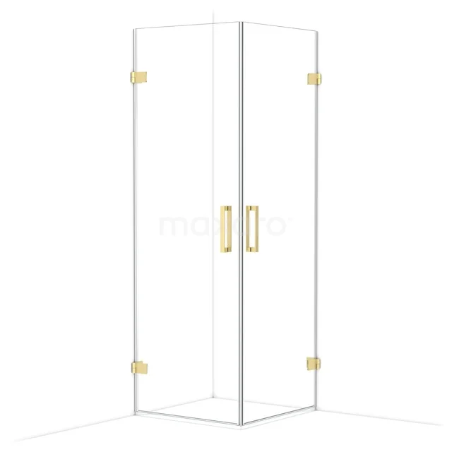 Diamond Douchecabine | 70x70 cm Lichtgoud Helder glas Draaideur Vierkant CDE1070720LG