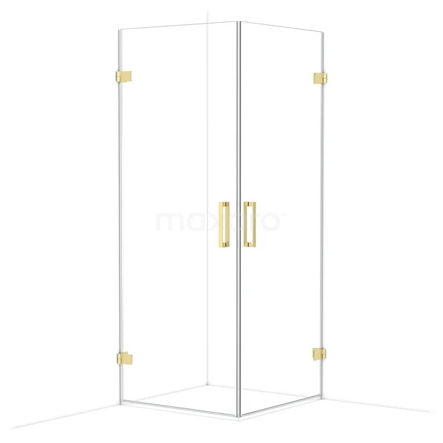 Diamond Shower cabin | 80x80 cm Light gold Clear glass Pivot door Square CDE1080820LG