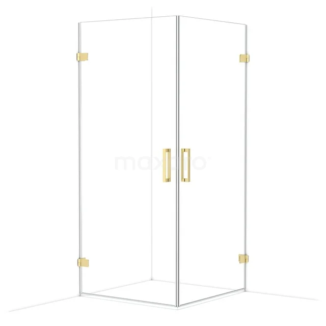 Diamond Duschkabine | 90x90 cm Helles Gold Drehtür Quadrat CDE1090920LG