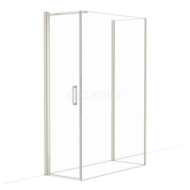 Diamond Duschkabine | 140x60 cm Edelstahl Drehtür Halbfreistehendes Rechteck CDF1061406110BR