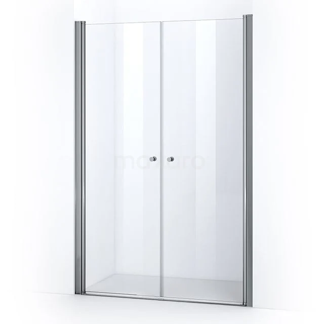 Duschtür Zircon Comfort 135cm Klar Sicherheitsglas Chrom S0410-1350N Duschtür aus Klarglas mit doppelten Drehtüren und Aluminiumprofilen, ideal für ein modernes Badezimmer.