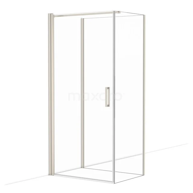 Diamond Duschkabine | 100x70 cm Edelstahl Drehtür Halbfreistehendes Rechteck CDF1100710110BR