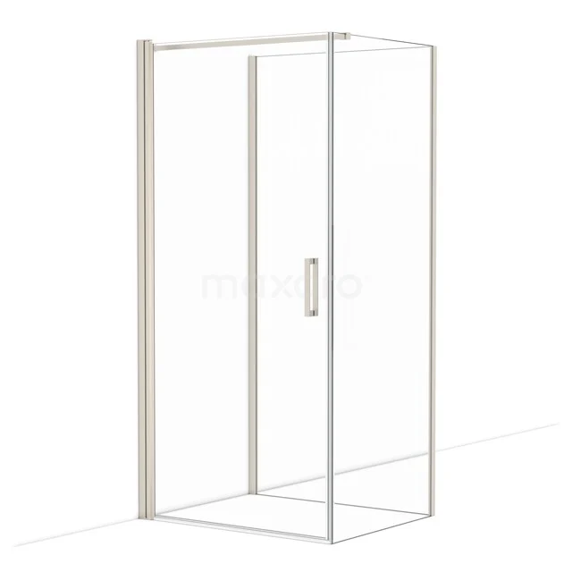 Diamond Duschkabine | 100x80 cm Edelstahl Drehtür Halbfreistehendes Rechteck CDF1100810110BR