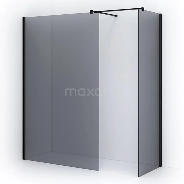 Eck-Duschwand mit Matt Schwarz Profilen, Klarglas und einem eleganten Design, ideal für ein stilvolles modernes Badezimmer.