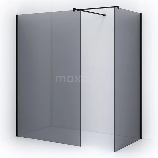 Pearl Inloopdouche | 120x100 cm Mat zwart Rookglas 2 vaste wanden IPB1210501M