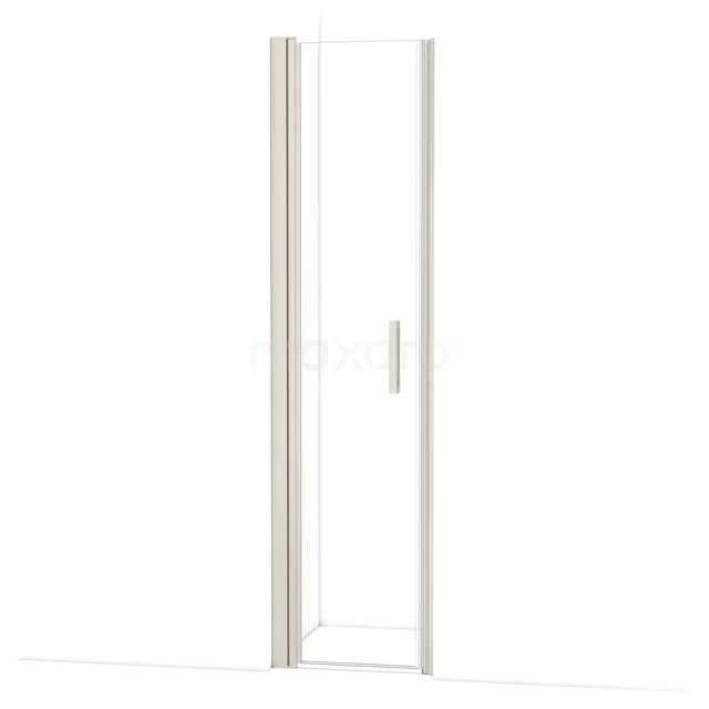 Glazen douchedeur met aluminium profiel, strak design en transparant glas; ideaal voor moderne badkamers.