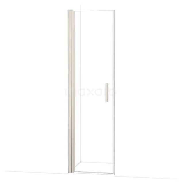 Glass shower door with aluminium profile and handle, sleek design for a modern bathroom.