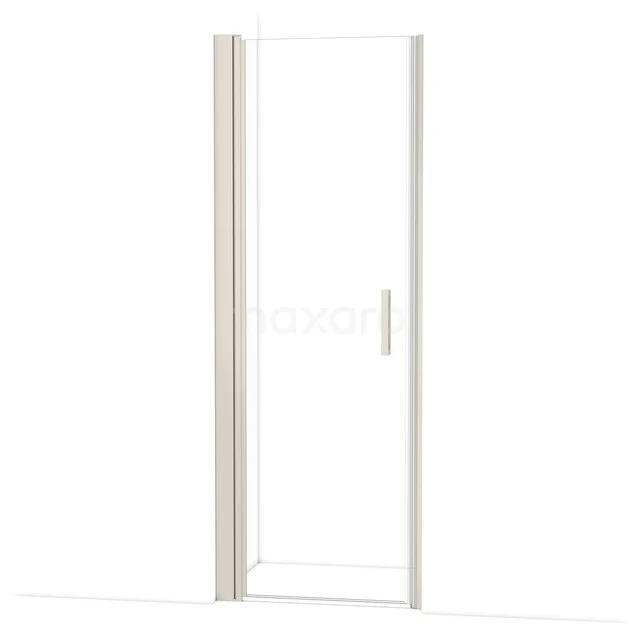 Glazen douchedeur met aluminium frame, strak design, helder glas en minimalistische handgreep voor een moderne badkamerstijl.