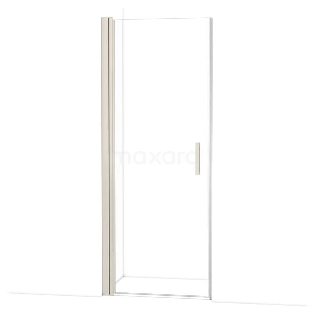 Glazen douchedeur met strak design, transparant en uitgerust met een metalen handgreep, ideaal voor een moderne badkamer.