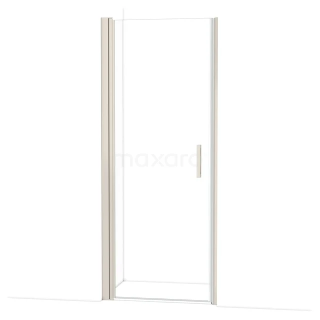 Glazen douchedeur met zilveren frame en strak design, ideaal voor een moderne badkamer.