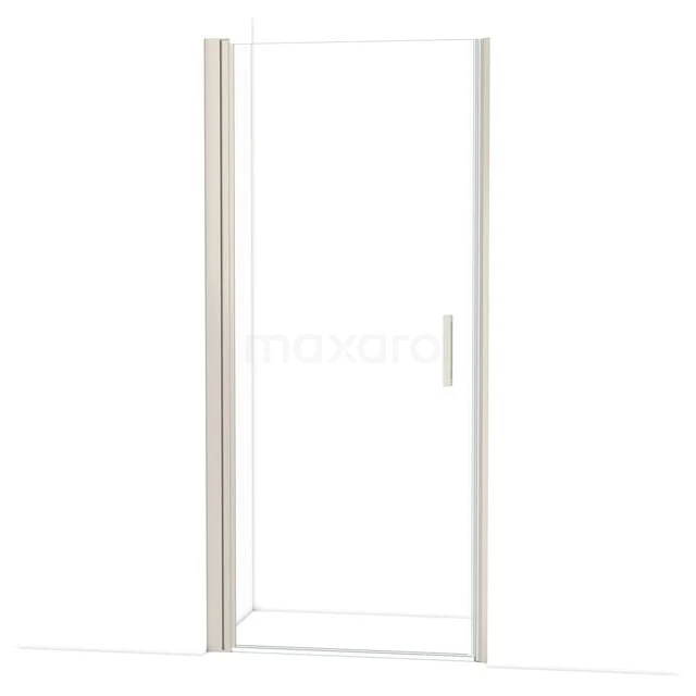 Glazen douchedeur met zilveren profiel, strak design en rechte lijnen. Perfect voor moderne badkamers.