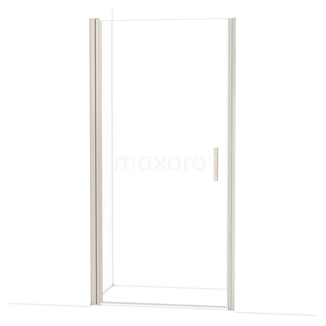 Glazen douchedeur met mat witte aluminium profielen en minimalistisch design, perfect voor een moderne badkamer.