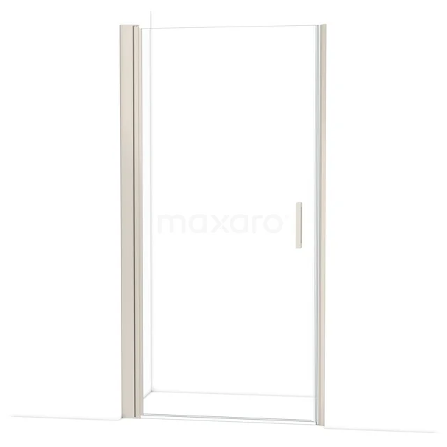 Clear glass shower door with silver aluminium frame, ideal for a modern bathroom.