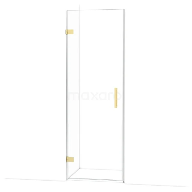 Diamond Shower door | 70 cm Light gold Clear glass Pivot door DDA2107120LG Glass shower door with gold-coloured hinges and handle, sleek design, ideal for modern bathrooms.