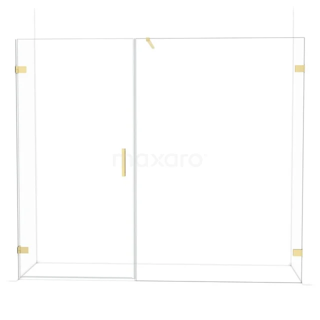 Diamond Douchedeur | 235 cm Lichtgoud Helder glas Draaideur DDC211014120LG Glazen douchewand met gouden details, luxe uitstraling, ideaal voor een moderne badkamer, gemaakt van stevig veiligheidsglas.