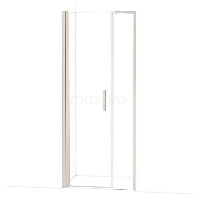 Glazen douchedeur met zilverkleurig frame, strak design, ideaal voor moderne badkamers.