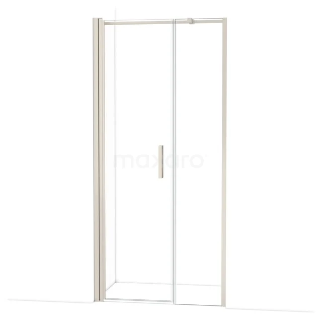 Glazen douchedeur met schuifsysteem, zilverkleurig frame, strak ontwerp, ideaal voor moderne badkamers.