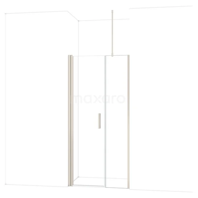 Witte hoekdouchedeur met strak aluminium frame en glazen panelen, ideaal voor een moderne badkamerindeling.
