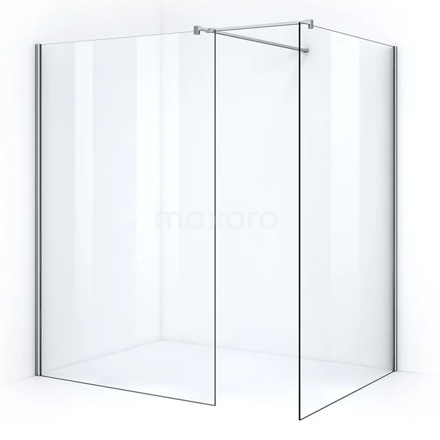 Pearl Walk-in shower | 140x140 cm Chrome Clear glass 2 fixed walls IPB1414500CN Shower screen corner unit made of clear glass with aluminium profiles, modern design series for a stylish bathroom.