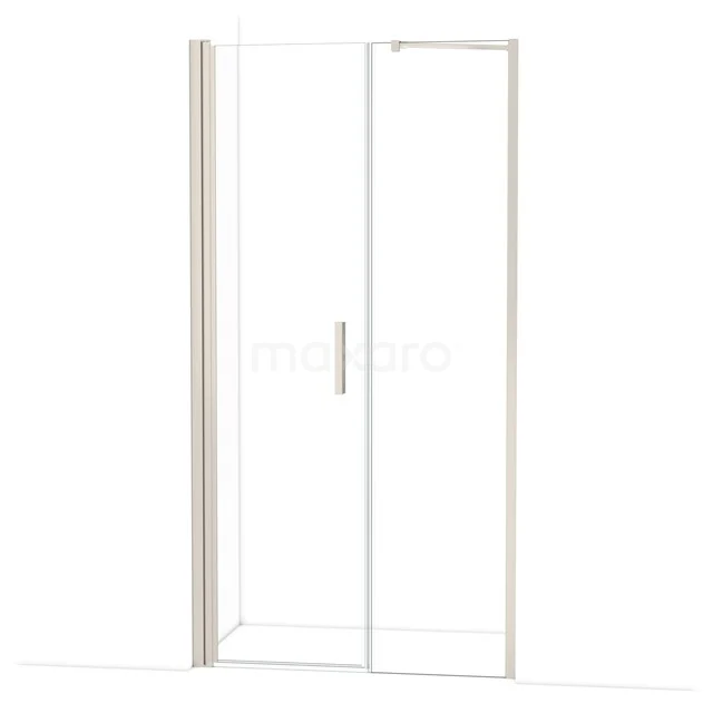 Matglas douchedeur met zilverkleurig frame, inklapbaar model met helder ontwerp voor een moderne badkamerstijl.