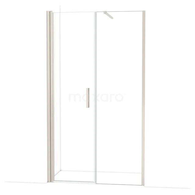 Glazen douchewand met draaideur, helder glas, aluminium profiel, minimalistisch design, ideaal voor moderne badkamers.
