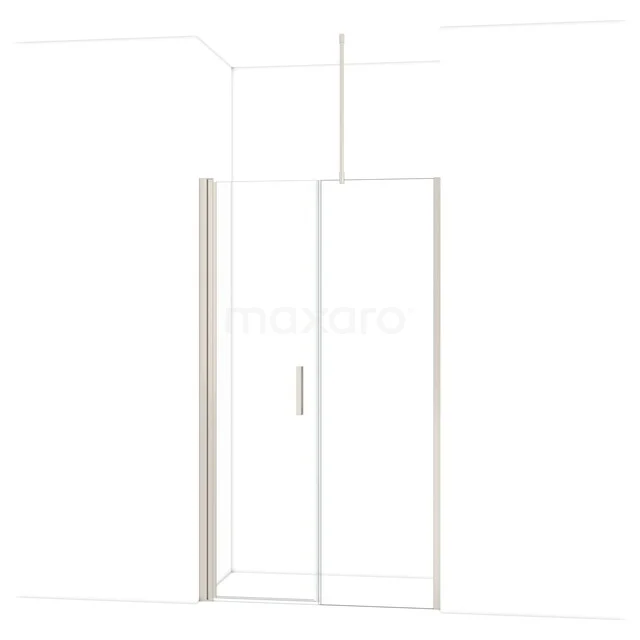 Glazen douchedeur in hoekmontage, helder glas met aluminium profiel, ideaal voor een moderne badkamer inrichting.