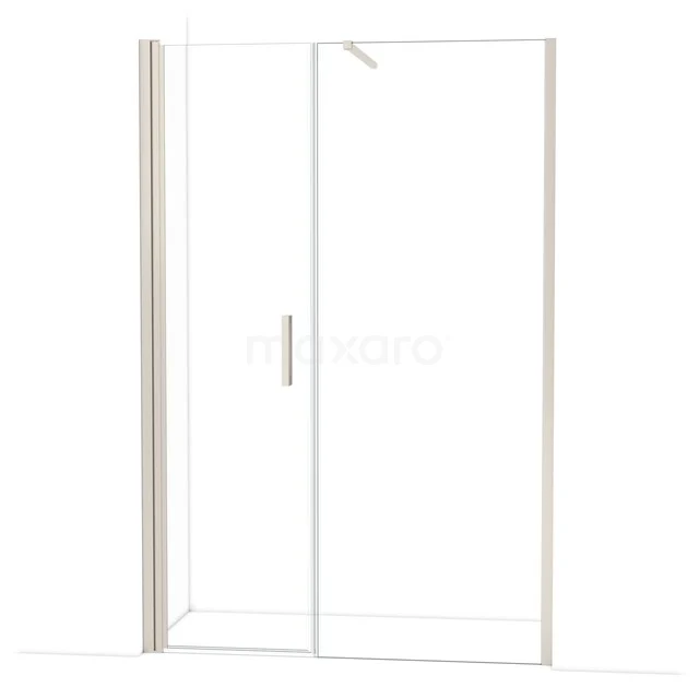Glazen douchewand met schuifdeur, helder glas en zilveren profiel, ideaal voor een moderne badkamer.