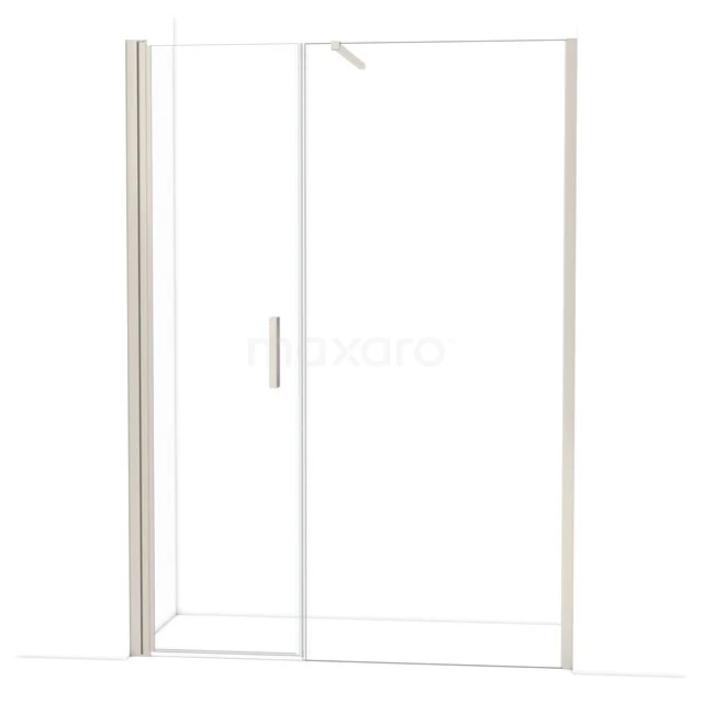 Douchedeur met helder glas en aluminium profiel, minimalistisch design, ideaal voor een moderne badkamer.