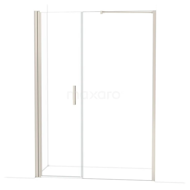 Glass shower screen with sliding door, clear glass and aluminium profile. Space-saving design for a modern bathroom.