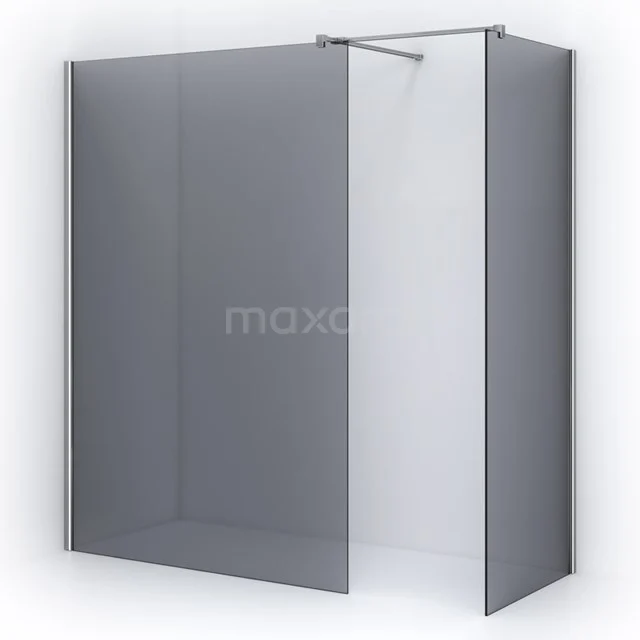 Pearl begehbare Dusche | 140x80 cm 2 feste Wände IPB1408501C Matte schwarze begehbare Dusche mit klarem Sicherheitsglas, minimalistisches Design, ideal für moderne Bäder.