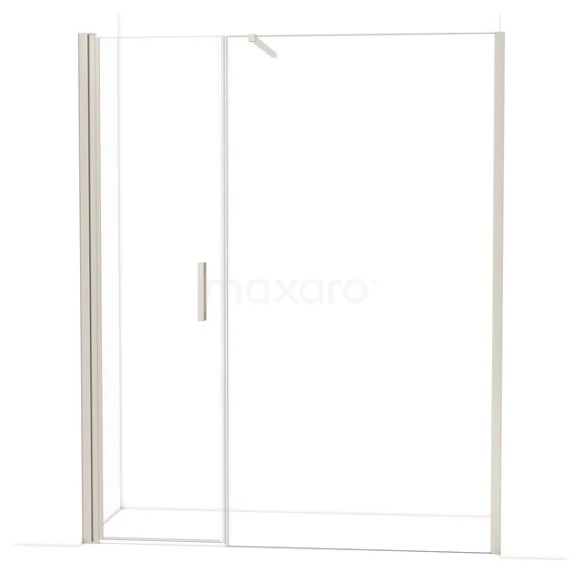 Glazen douchewand met schuifdeur, helder glas, aluminium profiel, modern ontwerp, ideaal als stijlvolle badkameroplossing.