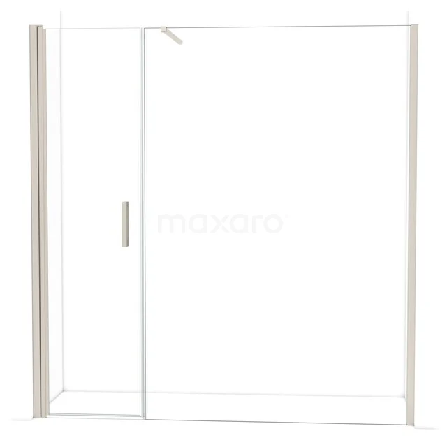 Glazen douchewand met schuifdeur, moderne afwerking, transparant design, ideaal voor een strakke en stijlvolle badkamer.