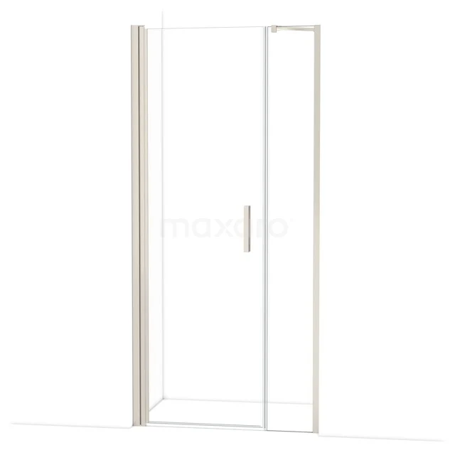 Glazen douchedeur met chromen omlijsting, strak design, geschikt voor moderne badkamers.