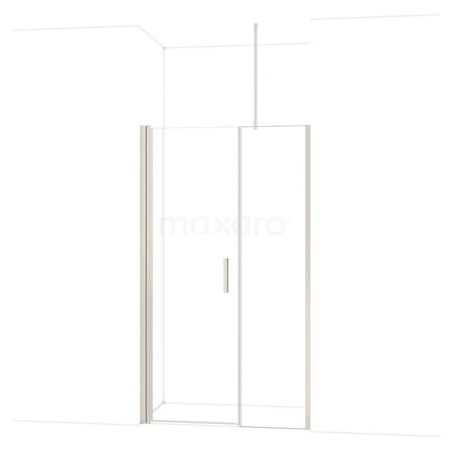 Glazen douchedeur met chromen handgreep, strak minimalistisch design, ideaal voor een moderne badkamerstijl.