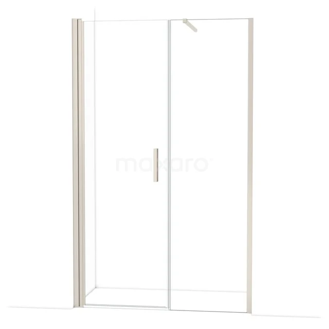 Douchedeur van helder glas met aluminium frame, draaideur design, perfect voor moderne badkamers.