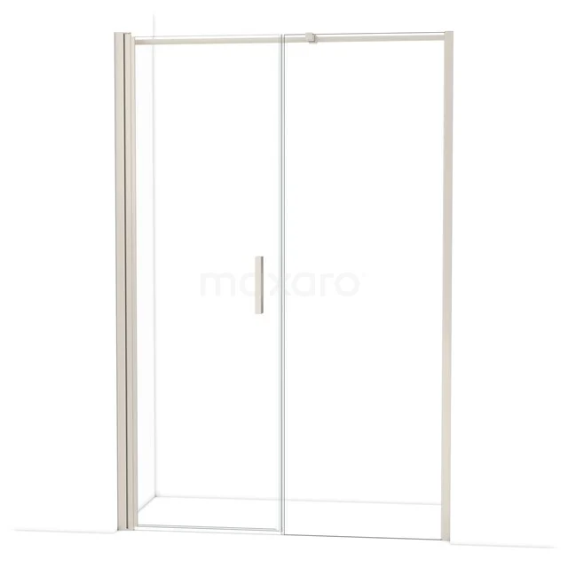 Douchedeur met schuifmechanisme, helder glas en aluminium frame, ideaal voor een moderne badkamerinrichting.