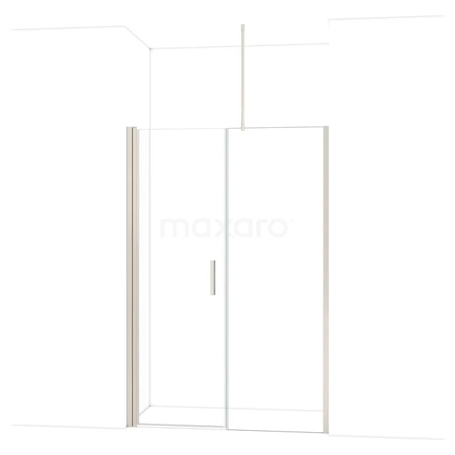 Glazen douchedeur met schuifsysteem, strak ontwerp, helder glas en aluminium profielen, ideaal voor een moderne badkamer.