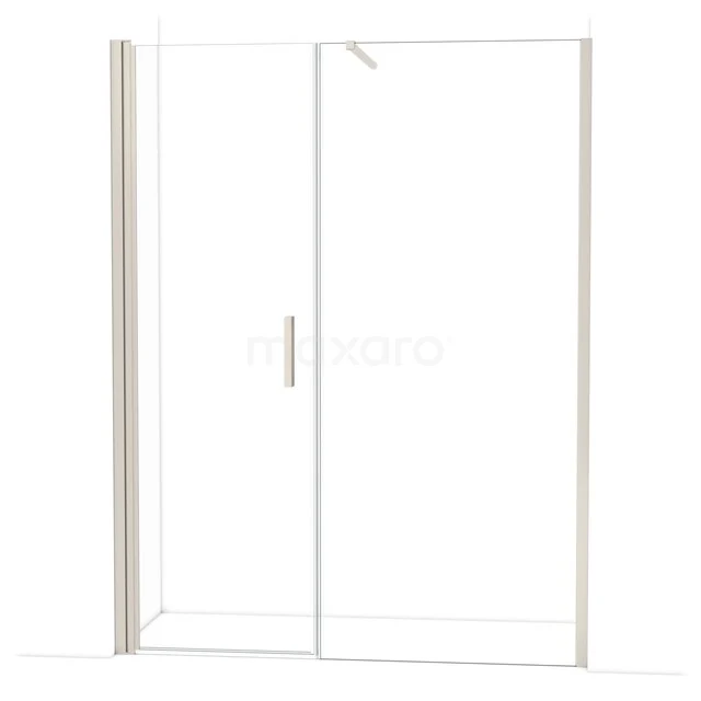 Glazen douchewand met schuifdeur, transparant, aluminium frame, strak design, ideaal voor een moderne badkamer.