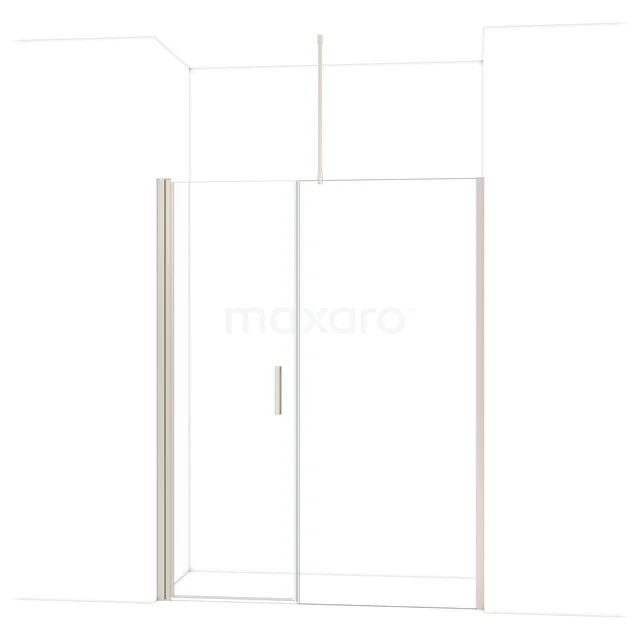 Glazen douchedeur met wit profiel, modern design en strak handvat, ideaal voor een stijlvolle badkamerinrichting.